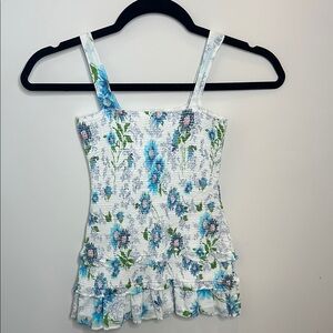 Floral Blue and Green Women's Top